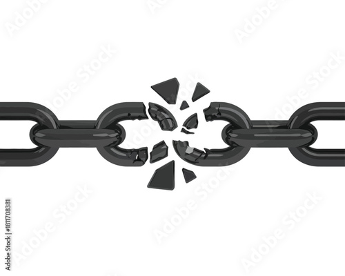 Broken chain links symbolizing weakness and disconnection