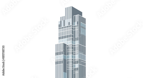 Modern city skyscraper with sleek minimalist design, reflecting urban innovation and architectural elegance perfect for real estate or construction projects