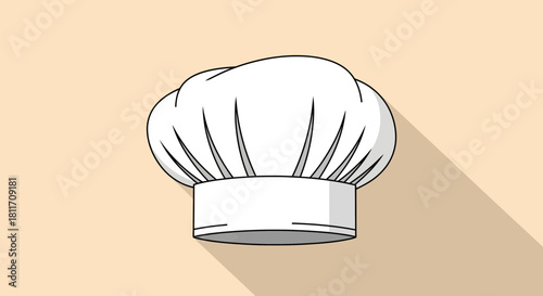 Chef's hat illustration conveys culinary expertise, perfect for restaurant menus, cooking blogs, and food industry branding, a professional culinary symbol