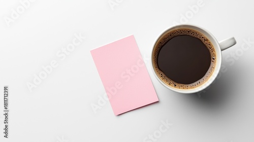 Minimalist Flat Lay of Coffee Cup with Motivational Note Card