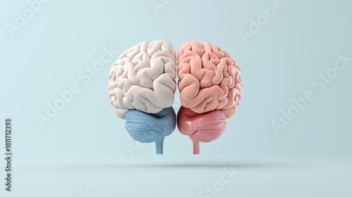 Symmetrical Minimalist Brain Fusion with Soft Color Palette