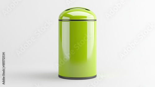 Minimalist Green Trash Can in Vector Style for Clean Design