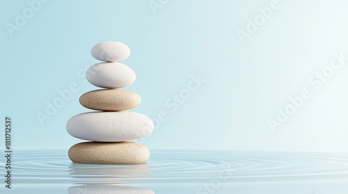 Serene Minimalist Wellness Concept with Calm Water and Stones