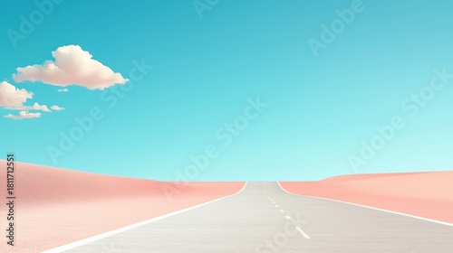 Minimalistic Background Featuring An Empty Road Under Clear Sky