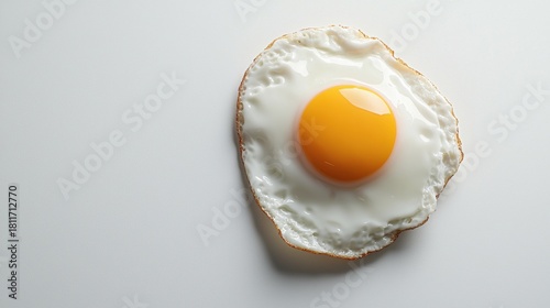 Perfectly Round Fried Egg on White Background for Culinary Use