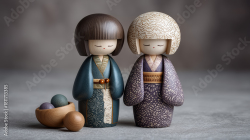 Beautiful handcrafted Japanese Kokeshi dolls featuring traditional design, natural wood craftsmanship, elegant minimalism, cultural symbolism, and charming collectible appeal
