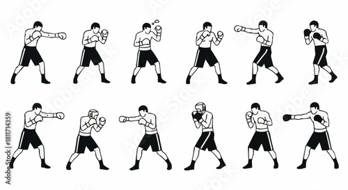 Boxer in Action - A Series of Boxing Poses and Movements.