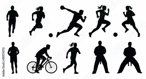 Collection of Silhouettes Representing Diverse Sports and Fitness Activities.