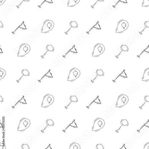hand drawn map pins sign location seamless pattern background