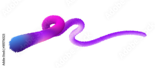 Long fluffy wavy gradient object with a loop isolated on