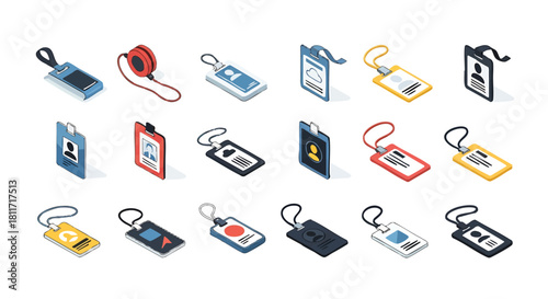 Isometric ID Badges and Lanyards for Workplace Identification and Security