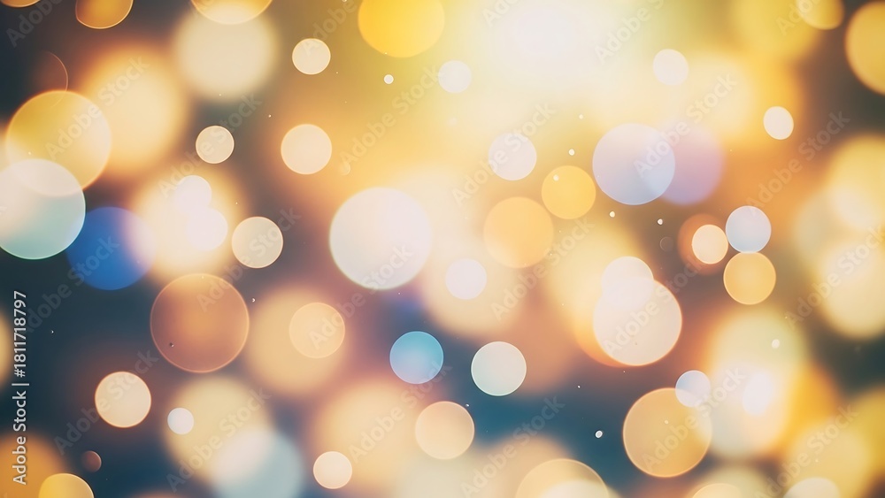 Fototapeta premium Abstract Bokeh Lights Background with Golden and Blue Hues.