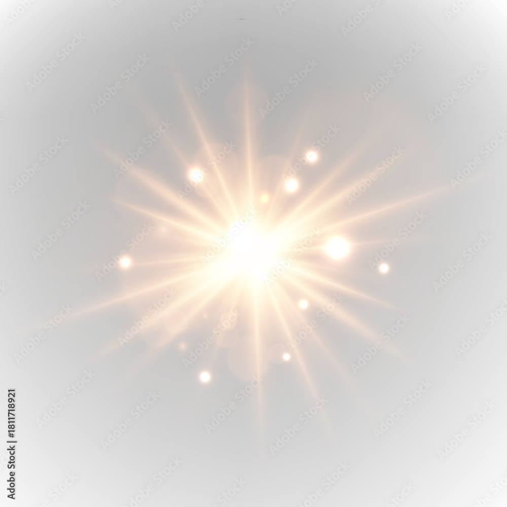 Fototapeta premium Orange magical starburst explodes dynamically on a transparent PNG canvas. Sparkling particles illuminate radiant motion paths vividly. Perfect for cosmic or festive visuals.