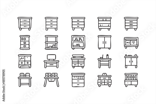 Home storage and furniture line pack for UI dashboards and planners