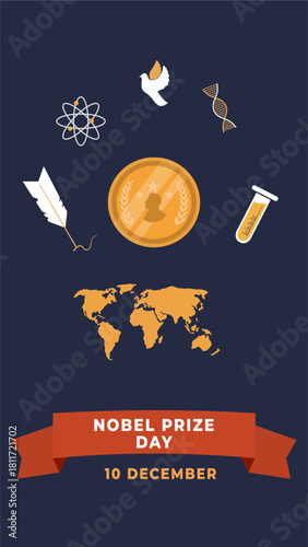 Nobel prize day flyer illustration