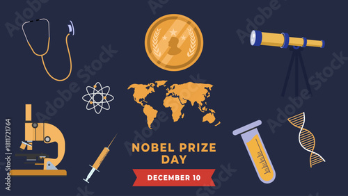 Nobel prize day flyer illustration