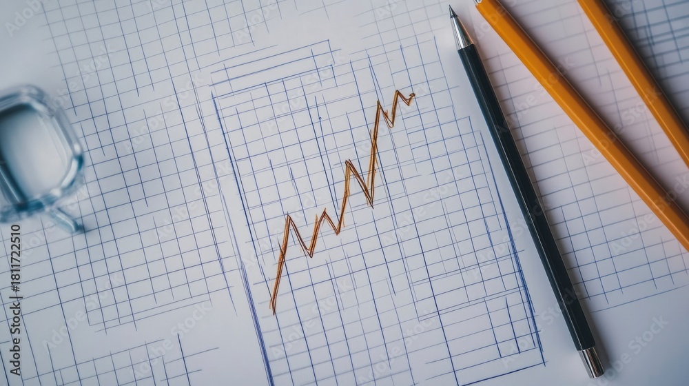 Naklejka premium Pencil and pen placed on a blank sheet of paper for writing and drawing purposes