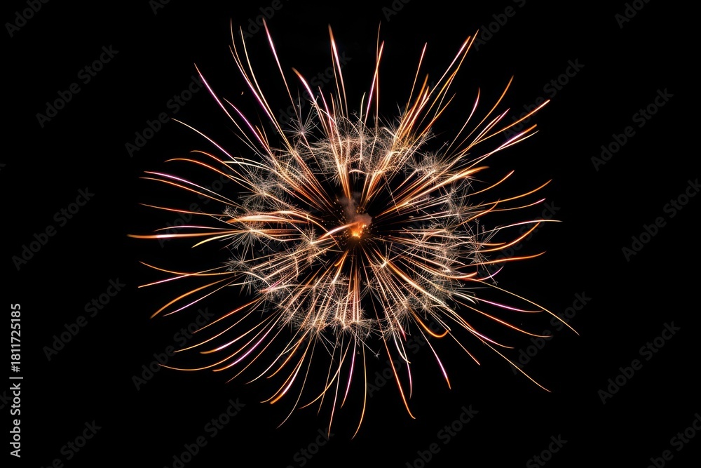 Fototapeta premium Winter firework fireworks black background illuminated.