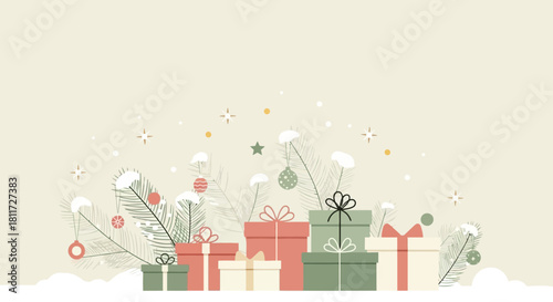 Cheerful Santa Claus Merry Christmas Greeting Card and Banner