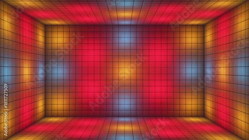 Broadcast Switching Hi-Tech Illuminated Cubes Room Stage, Multi Color, Events, 3D, Loopable, 4K