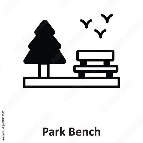 Park Bench Vector icon which can easily modify or edit