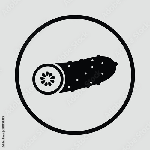 Illustrator Cucumber circle vector illustration vegetarian vegan pickle Silhouette vector