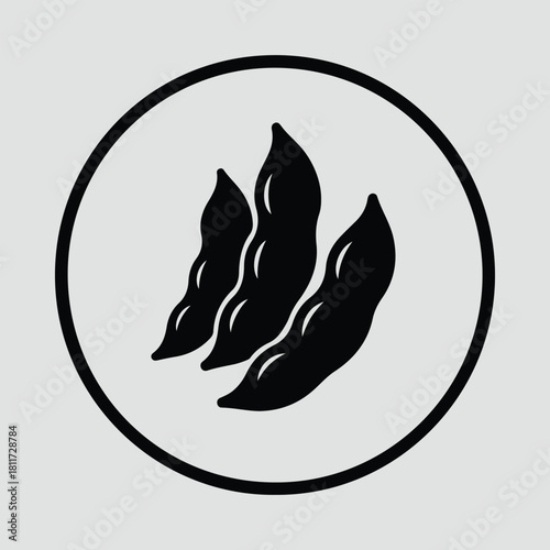 Illustrator Edamame soybeans in pod inside circle Silhouette vector