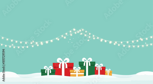 Cheerful Santa Claus Merry Christmas Greeting Card and Banner