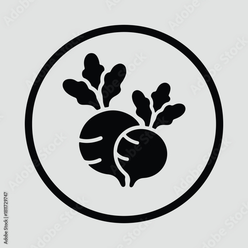 Illustrator graphic design of two beets in a circle Silhouette vector