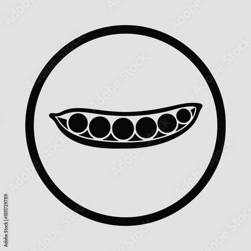 Illustrator Green peas in a pod simple silhouette vector