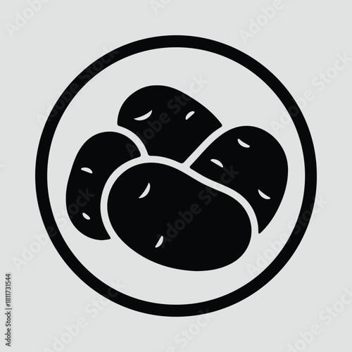 Illustrator Simple minimalist potato circle food ingredient icon Silhouette vector