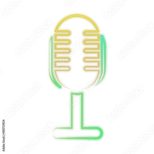 Neon sign of karaoke club glowing microphone