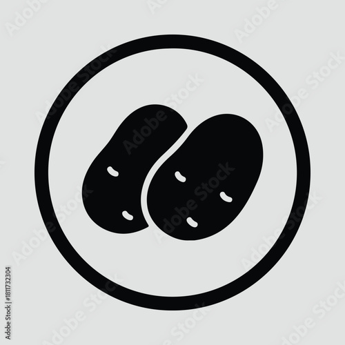 Illustrator Two potatoes food ingredient cooking icon emblem Silhouette vector