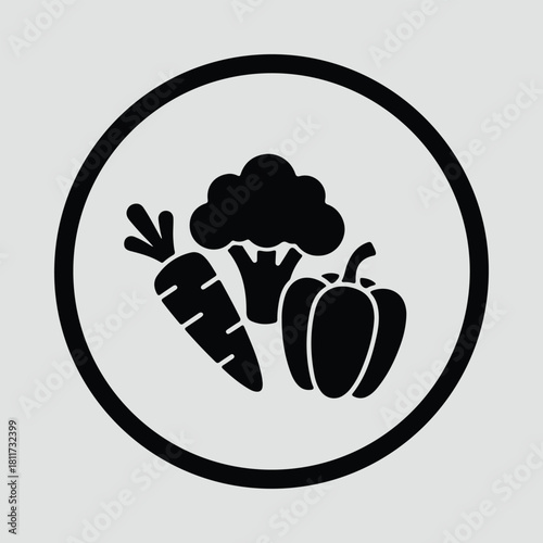 Illustrator Vegetables group carrot broccoli pepper icon symbol Silhouette vector