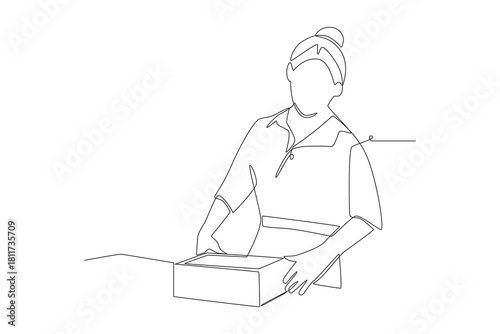 Packing boxes for online orders concept one-line drawing