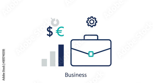 Minimalist Business Financial Graphics with Briefcase and Currency
