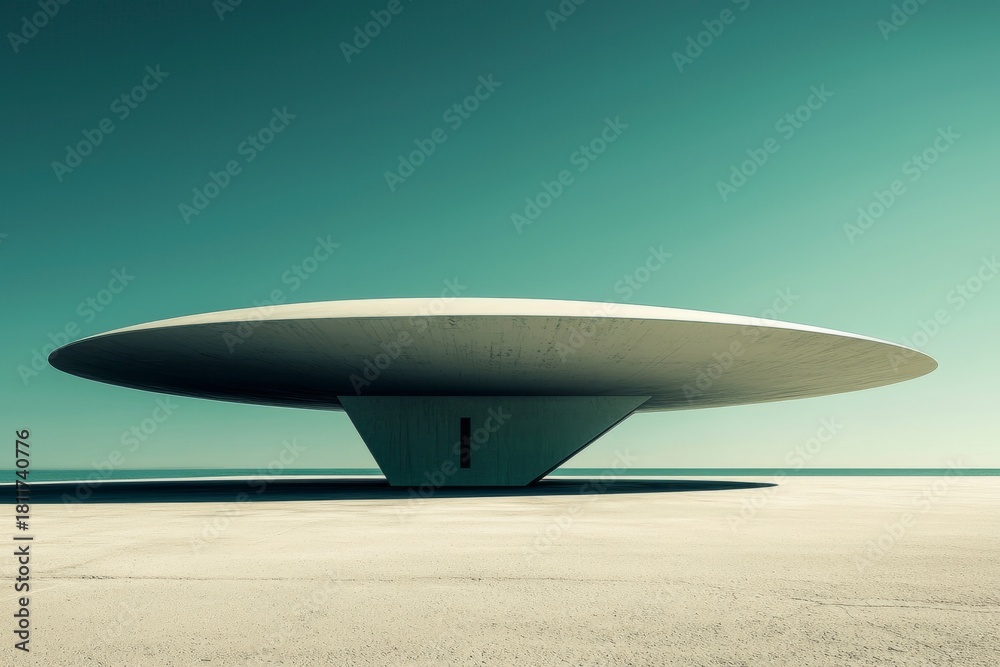 Fototapeta premium Large white object resting on sandy beach under clear blue sky near ocean waves