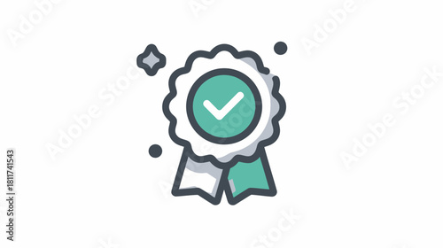 Quality approved badge with green checkmark icon. Symbolizing success, guarantee, certification, trust, and premium service.