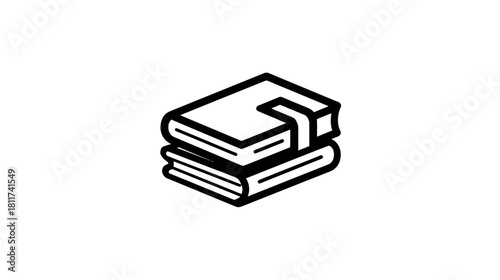 Simple Outline Vector Icon of Stacked Books Representing Education, Learning, Study, Knowledge, and Library Symbol