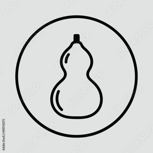 Illustrator Calabash icon in simple outline design in circle Silhouette vector
