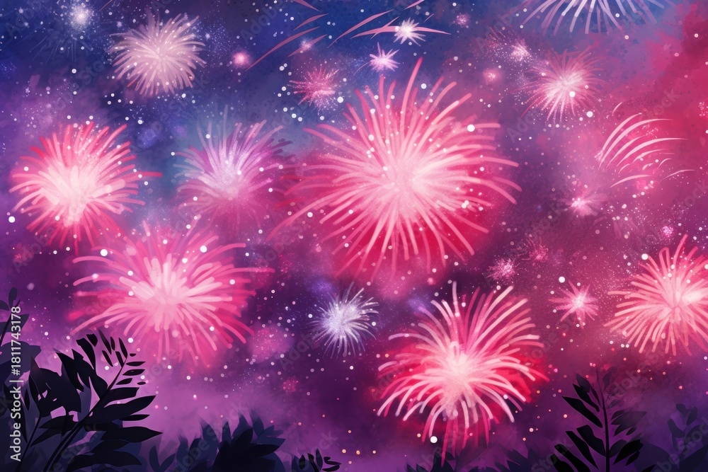 Fototapeta premium Fireworks outdoors nature night.