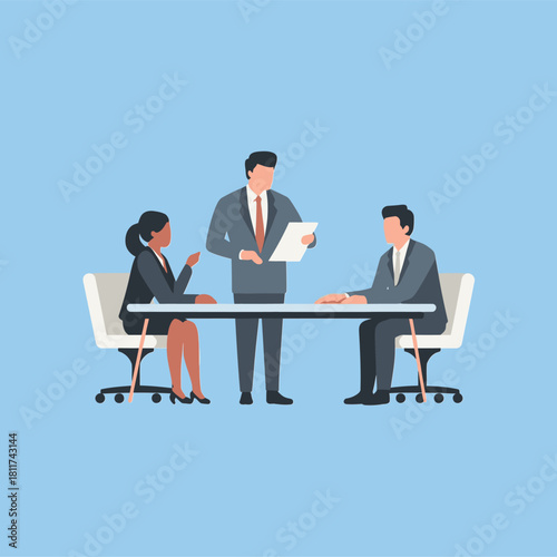 Business people having meeting in board room brainstorming business strategy professional executive managers discussing project ideas at conference table