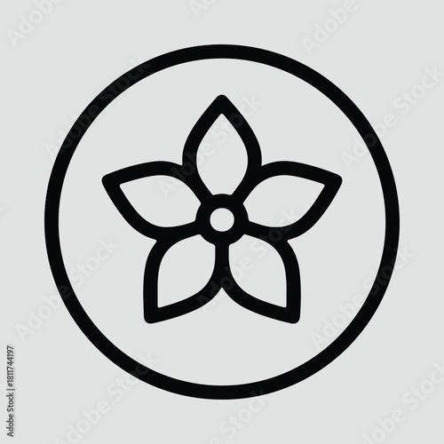 Illustrator simple five petal flower inside circle Silhouette vector