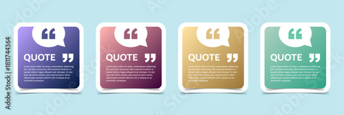 Blank speech bubble template set collection in flat style. Bubble with quote vector illustration on isolated background. Dialogue frame sign business concept.
