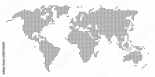 Dotted world map illustration on white background