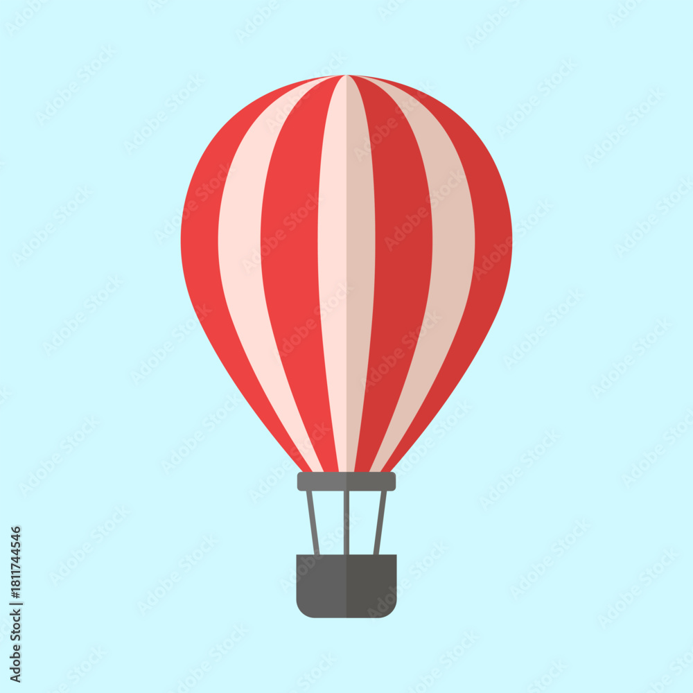 Obraz premium Hot air balloon in flat style. Flying transport ballon vector illustration on isolated background. Travel ball sign business concept.