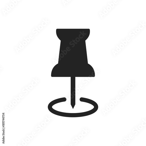 Push pin in flat style. Needle, pinned, attach vector illustration on isolated background. Pushpin for paper notice sign business concept.