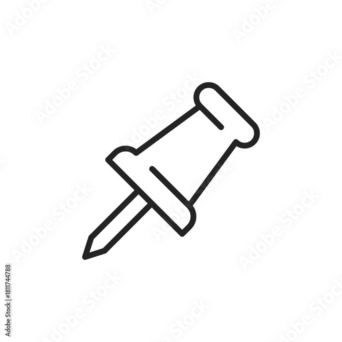 Push pin in flat style. Needle, pinned, attach vector illustration on isolated background. Pushpin for paper notice sign business concept.