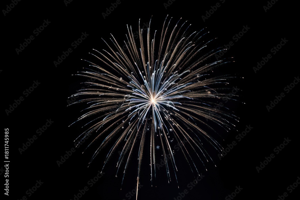 Obraz premium Fireworks on black sky outdoors night illuminated.