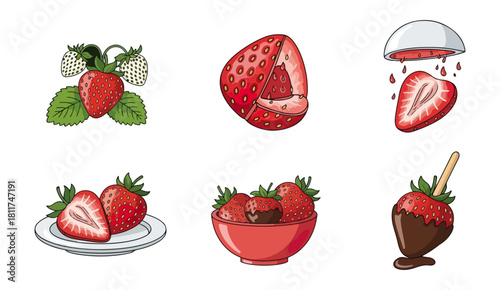 Fresh strawberry assortment ripe fruits and creative culinary presentations
